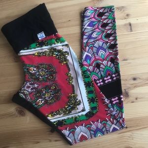 hippie boho feather colorful leggings